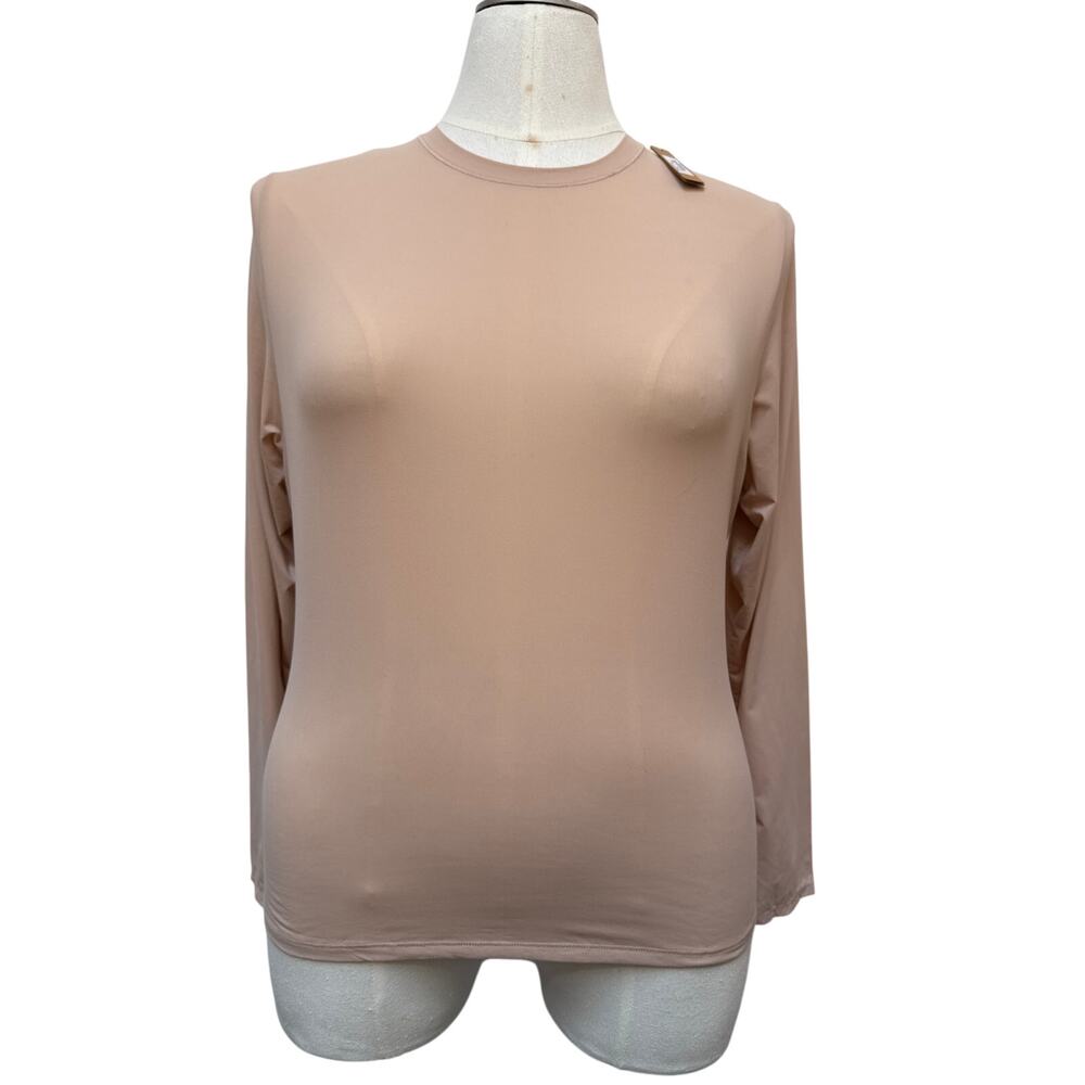 NWT SKIMS Fits Everybody Long Sleeve T-Shirt Women's Size 4X Mica Tan